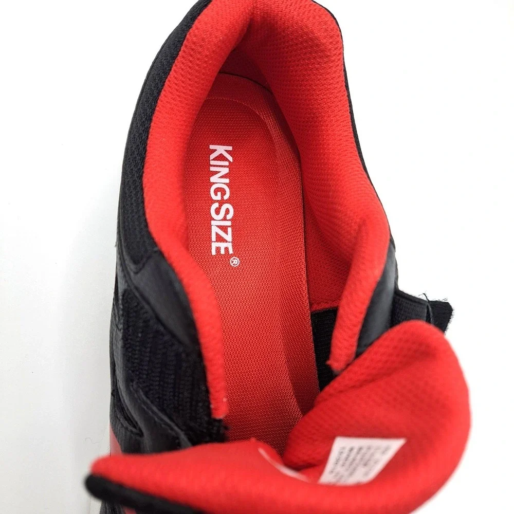 KingSize Athletic Sneakers NEW Mens Wide 11.5 EW Black Red Hook Loop